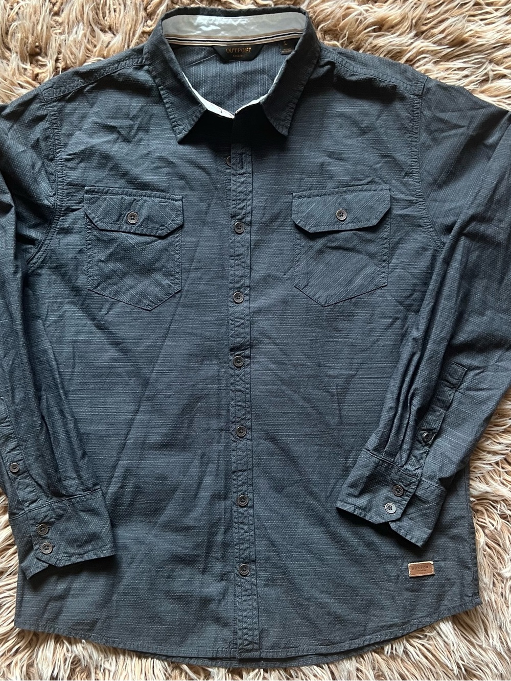 Outpost makers Sz L  Men's Long-Sleeve Button-Down Shirt  Grey 100% Cotton